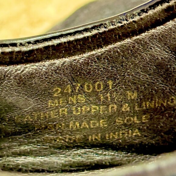 Mens Leather Oxford Dress Shoes 11.5M Black Square Toe Lace-Up Rubber Sole - Picture 5 of 12